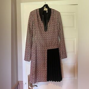 MUGLER houndstooth wool mid-length dress